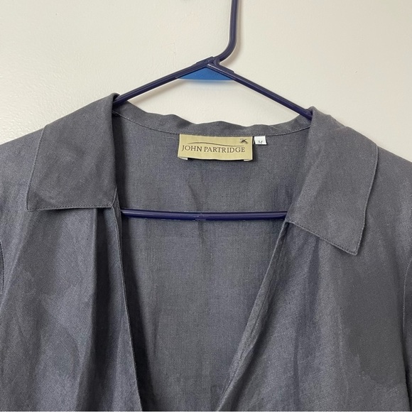 John Partridge 100% Linen Twist Knot Top – Eggplant, Size Medium - Picture 3 of 10